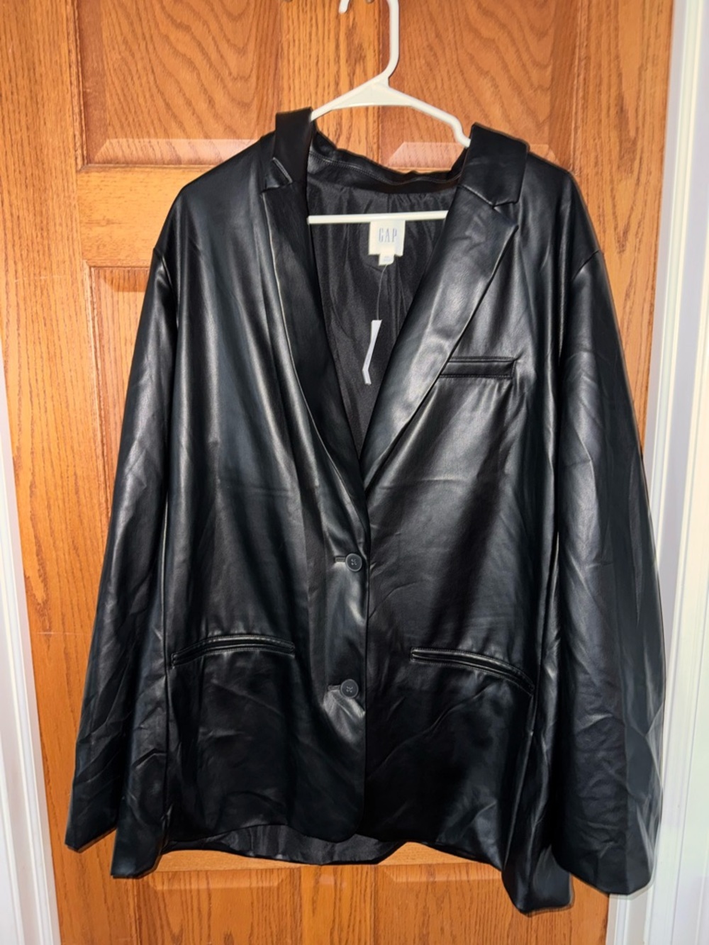 GAP Black Faux Leather Blazer